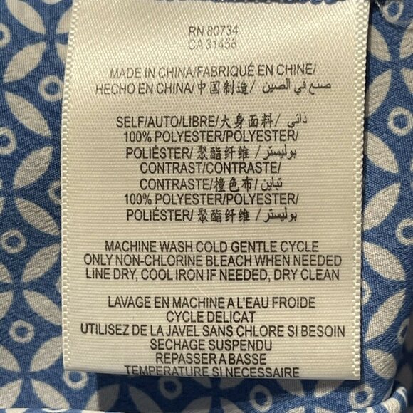 BCBGeneration Blue Patterned Blouse Size M Crisscross Back & Pocket Polyester - Picture 5 of 8